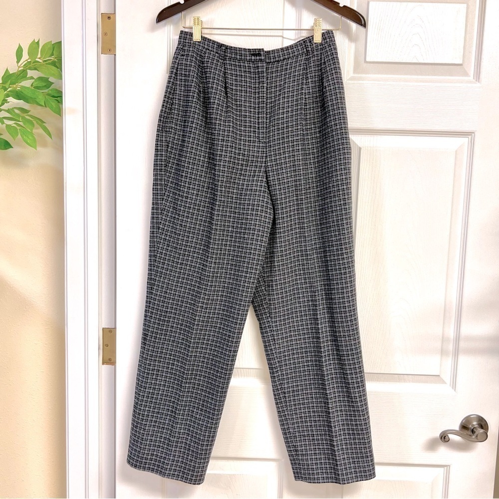 Y2K Preston & York black plaid Wool-Blend Trousers women’s size 10P high waist